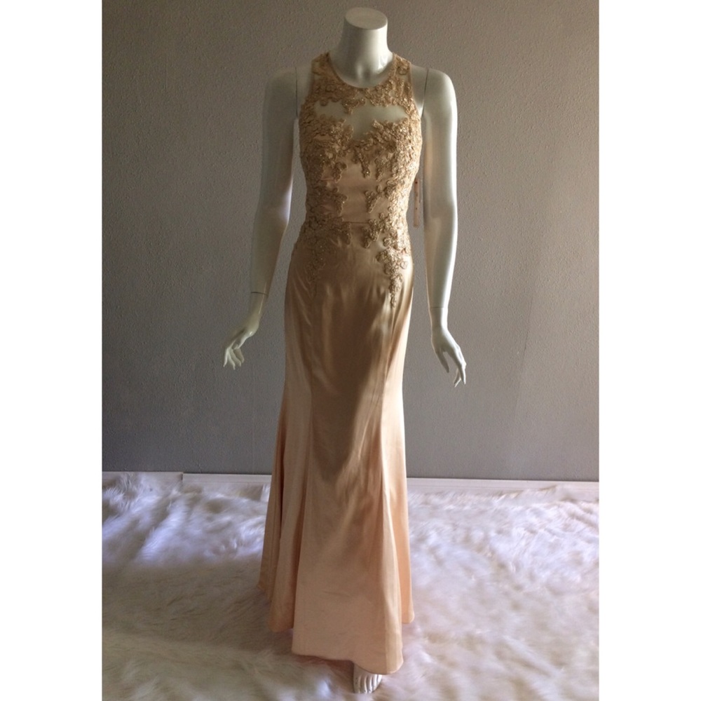 Decode embelished sleeveless open back gown dress